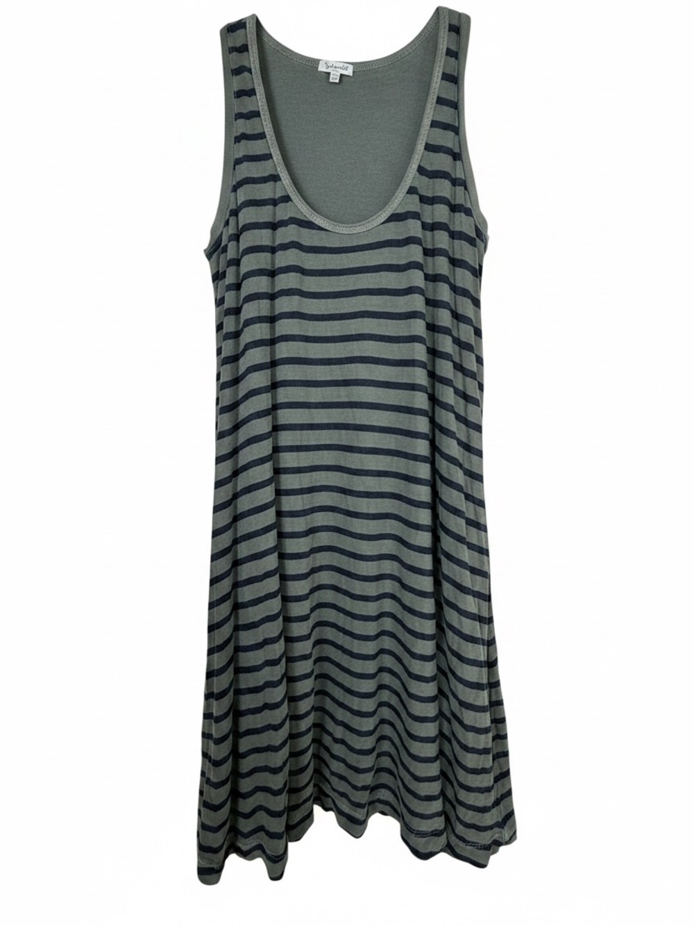 Splendid Striped Swing Tank Dress Olive/Black Size Small